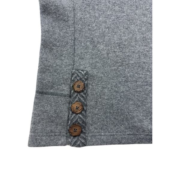 PrAna Lucia Sweater Drawstring Mock Neck Gray Wool Blend Button Accent Women LG - Picture 7 of 16